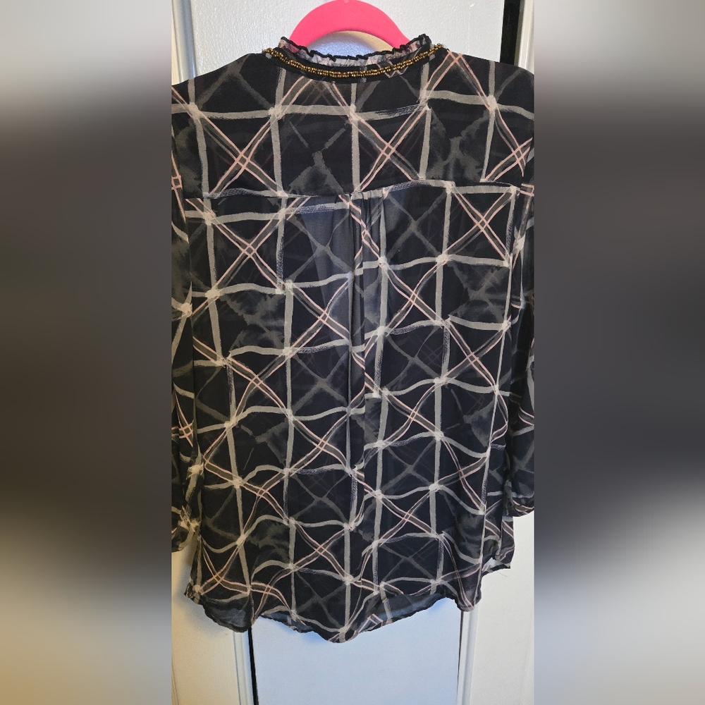 Chic Blue with Shade Of Pink and Grey Women's Top - Picture 6 of 8